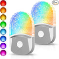 DORESshop 8-Color RGB LED Night Lights Plug Into Wall [2 Pack], Color Changing RGB LED Night Light with Dusk to Dawn Sensor for Bathroom Decor, Chrome Cover