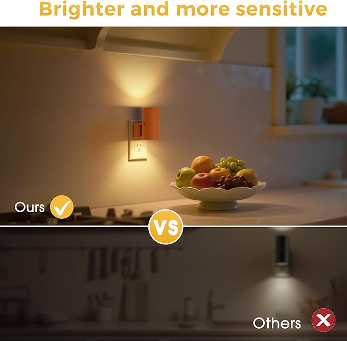 L LOHAS LED Night Light, Modern Night Lights Plug into Wall, 2 Pack Dusk to Dawn Sensor Nightlights, 3000K 0-100LM Adjustable Brightness, Dimmable Night Lights for Hallway Bedroom Stairway