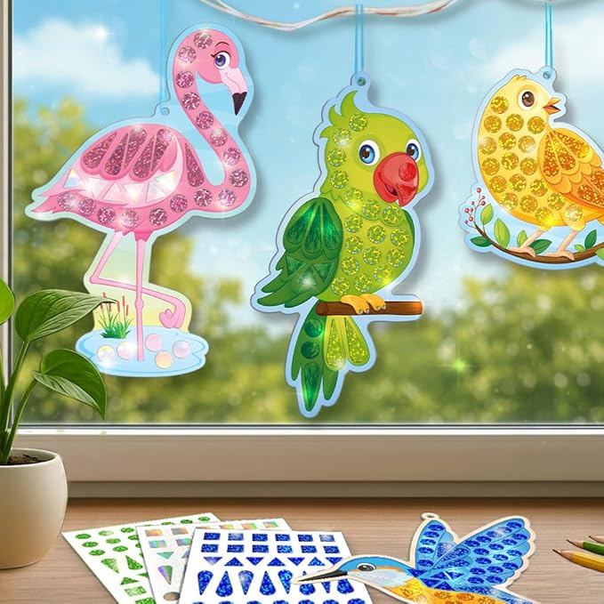 Imagimake Mirror Mosaic Birds Art Set |DIY Craft Kits | Foil Stickers for Boys |Activities for Kids Ages 3-5 | Art Kit for Toddlers | Crafts for Kids Ages 4-8 | 3,4,5,6,7 Year Old Girl Birthday Gift
