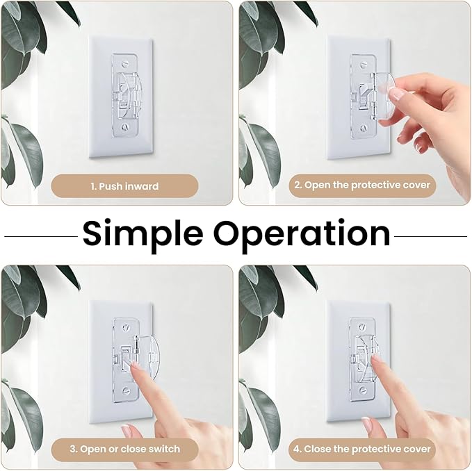 Roxiuc Switch Guard - Light Switch Cover Guard - Childproof - Clear (4pc) - Toggle Switch Compatible - Approximately 3.5"L x 1"W x 0.5"D - Electrical Safety Product
