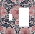 Pink Floral Vintage Botanical Boho Flower Outlet Covers 1 Toggle 1 Rocker Combination Decorative Wall Plate Electrical Switch Plates Light Switch Cover Plate for Farmhouse Home Decor