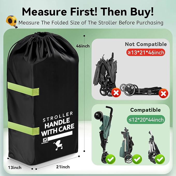 Stroller Bag for Airplane: Airplane Travel Essentials, 46" H x 21" W x 13" D Stroller Cover for Air Travel, Fit Single/Double/Jogging/Baby Stroller Travel System, First Mothers Day Gifts for New Mom