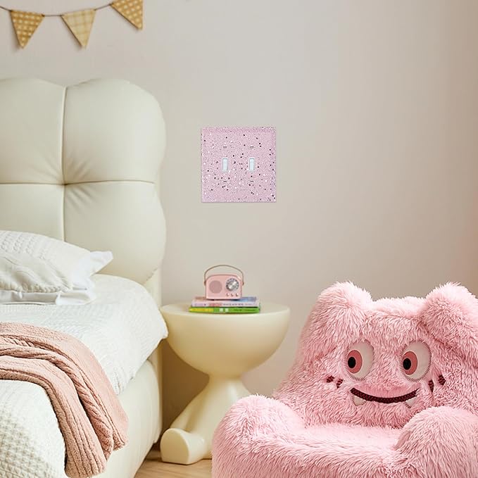 Pink Glitter Light Switch Cover Plate - Glossy Finish, 5.10" x 5.10" - Sparkle Double Toggle Wall Plate
