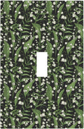 Boho Floral Green Leaves White Flowers Decorative Light Switch Cover 1 Gang Single Toggle Device Electrical Faceplate Switchplates Decorator Outlet Wall Plate for Farmhouse Bed Room Decor