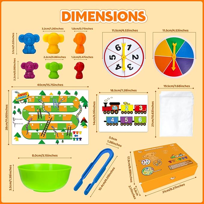 Pairez Toys Counting Toys for Kids, Animal Koala Counters w/Activity Cards for Playing Snakes and Ladders, Ludo Board Games, Math Learning Manipulatives, Early Development Toys for Preschool Toddlers