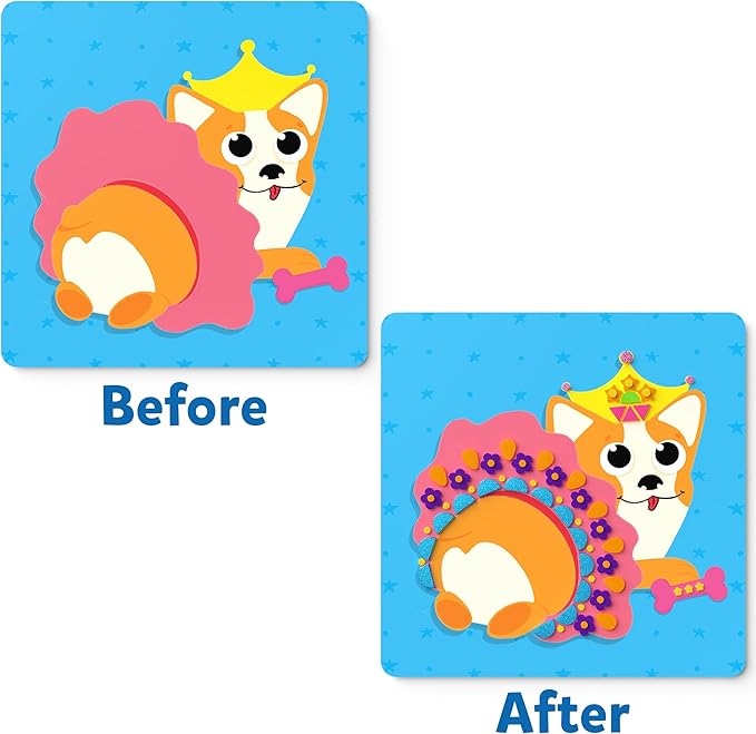 Skillmatics Foam Sticker Art Activity - Puppies, Mess-Free Fun for Kids, 800+ 3D Foam Stickers, DIY Felt Craft Kits, Gifts for Girls & Boys Ages 3, 4, 5, 6, 7