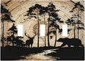 Rustic Forest Antler Black Bear Deer Silhouettes Decorative Switch Plates 3 Gang Wall Plate Triple Toggle Light Switch Cover Faceplate Electrical Wall Panels for Farmhouse Home Decor