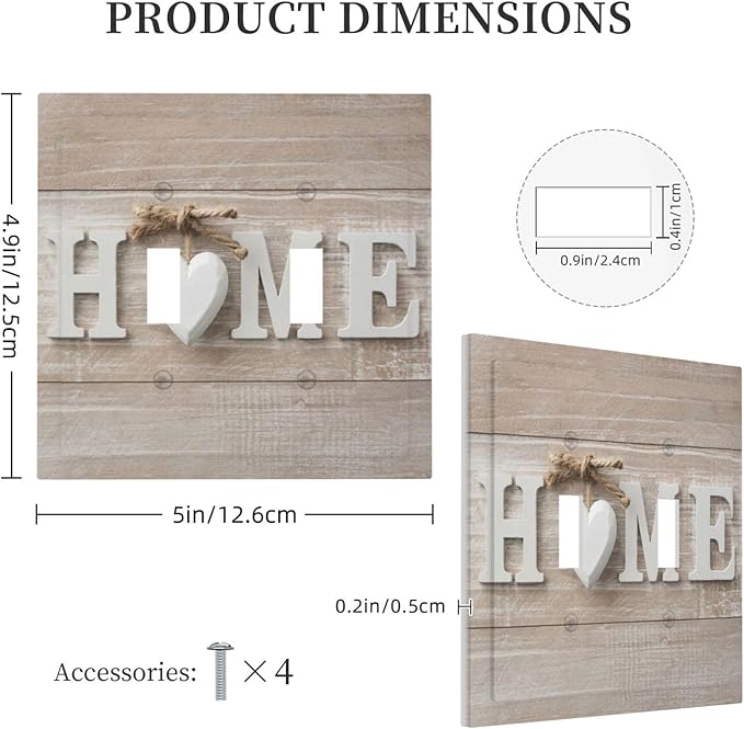 Lodge Family Love Farmhouse Cottage Double Toggle Wall Plate Country Wooden Sweet Home White/Brown Wood Sign Letters Decorative 2-Gang Light Switch Cover Electrical Receptacle Outlet Face Plate Cover