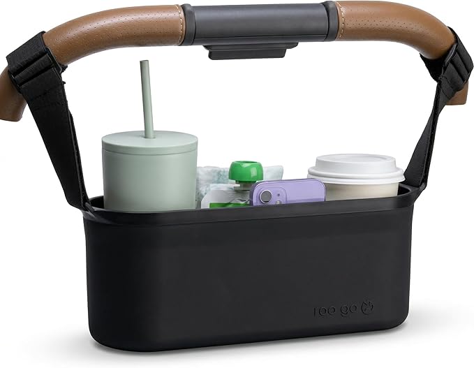Universal Silicone Stroller Organizer | Waterproof, Easy-Clean Caddy with Secure Cup Holders & Organized Interior | BPA-Free, Anti-Slip Straps | Fits Uppababy, Nuna, Doona & Most Strollers | roo go