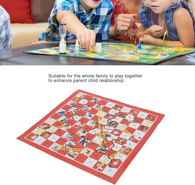 Snakes and Ladders Board Game, Ludo Board Game Chess Challenging Fun Enhance Relationship Board Game Set Snakes and Ladders for Outdoor Travel