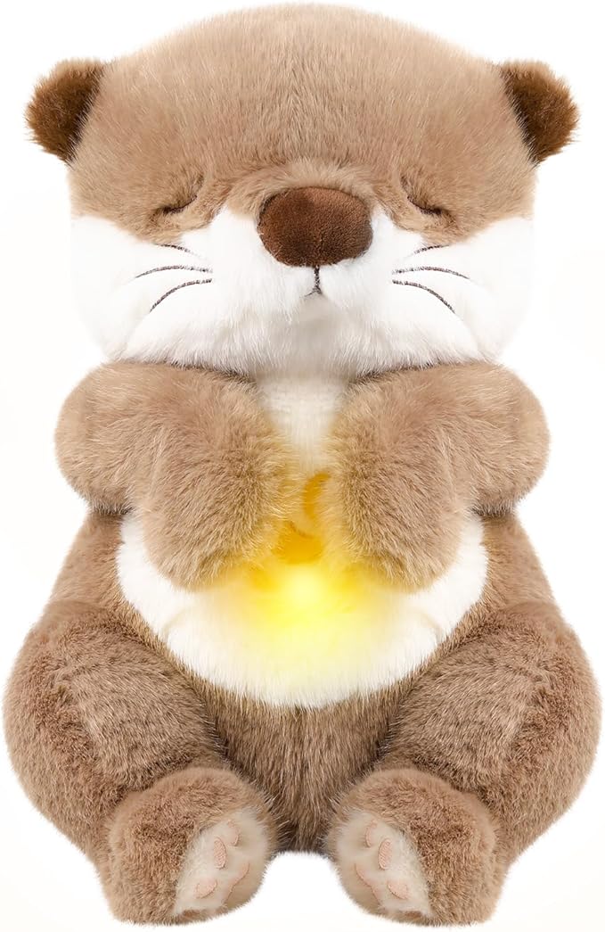Baby Comfort Otter Breathing Stuffed Animal Buddy-Fur Real Pets Plush Sound Machine with Music, Warm Lights, Peaceful Moments for Kids & Adult | Peluche Que Respira