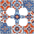 Outlet Covers Colorful Talavera Mexican Tile 2 Gang Double Duplex Decorative Light Switch Covers Electrical Wallplates Socket Faceplate For Bathroom Kitchen Decor