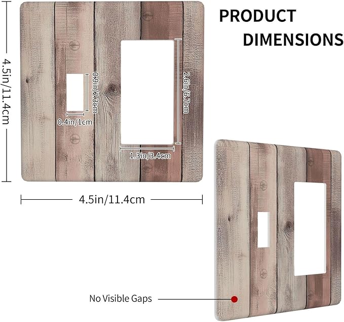 Outlet Covers Vintage Natural Wood Rustic Cinnamon 1 Toggle 1 Rocker Combination Decorative Wall Plate Electrical Switch Plates Light Switch Cover Plate For Farmhouse Cabin Decor