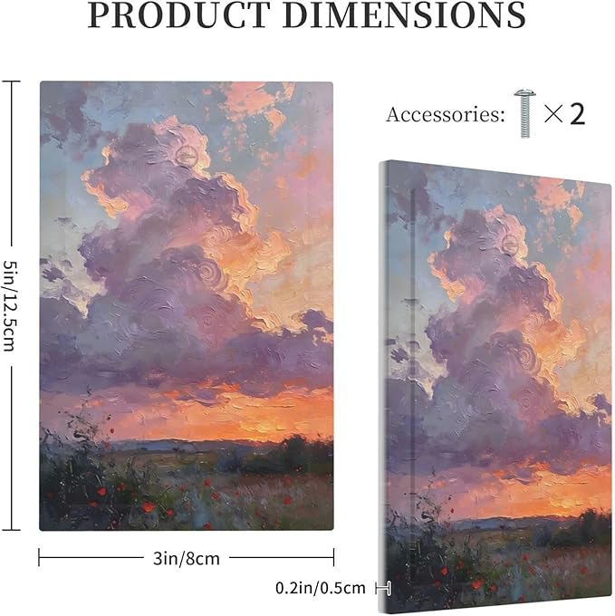 Abstract Sunset Dusk Natural Scenery Wild Flowers Light Switch Cover Plate 1 Gang No Device Blank Electrical Wall Plates Faceplate Decorative Switch Plate Covers for Farmhouse Bedroom Decor