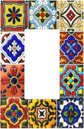 Vintage Colorful Boho Mexican Moroccan Tile Decorative Outlet Covers 1 Gang Single Rocker Light Switch Cover Plate Wall Plates GFCI Faceplate for Farmhouse Home Decor