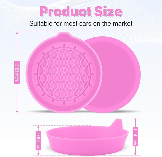 SINGARO Car Cup Holder Coaster, Silicone Cup Holder Insert, Universal Non-Slip Cup Holders, Car Accessories Interior for Women and Man 4 Pack Pink
