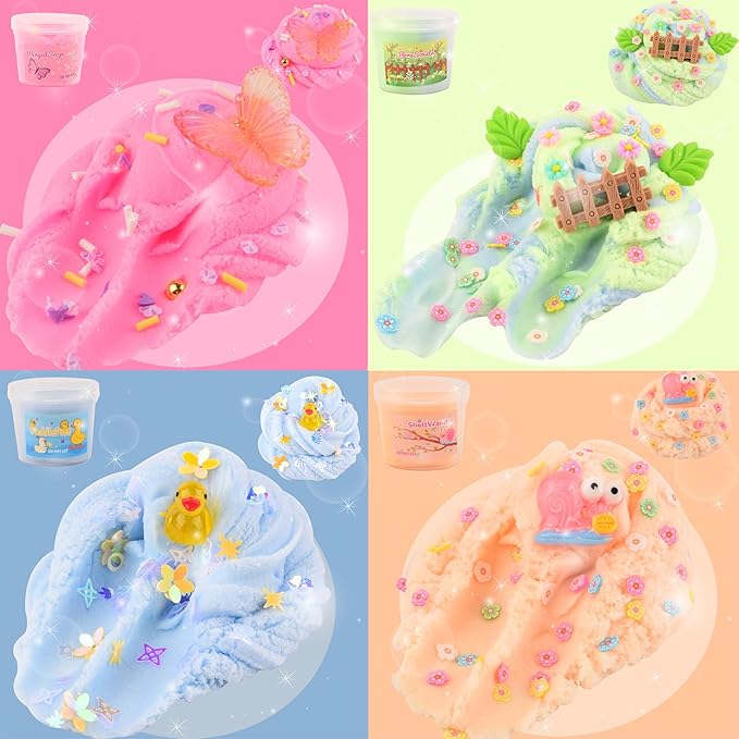 6 Pack Cloud Pink Slime Kids, Slime kit for Girls Ages 8-12, Toys for Girls and Boys, for Kids Set Party kit Goodie Bag Stuffers, Girl Birthday Gift Cute Stuff