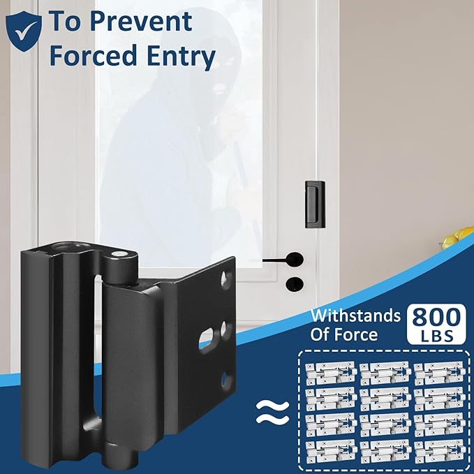 6 Pieces Home Security Door Reinforcement Lock, Door Locks for Kids Safety Front Door, Child Proof Door Lock Latch from Inside, Withstand 800lbs of Force Prevent Unauthorized Entry, Black