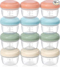 VITEVER [12 Pack] 4 oz Small Containers with Lids, Reusable Plastic Jars for Snack and Puree, Salad Dressing Container to Go, Deli Containers, Condiment Containers, Dishwasher Safe, BPA Free