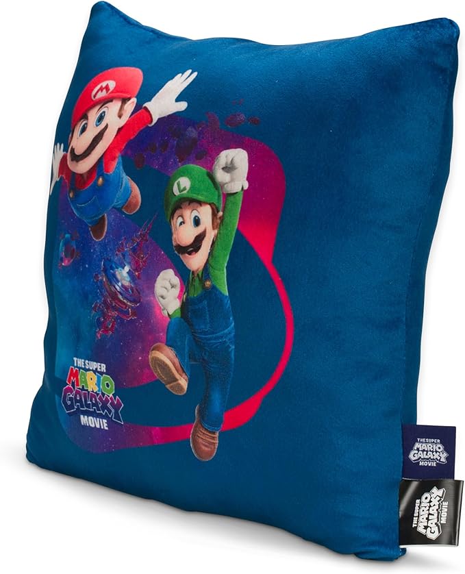 The Super Mario Galaxy Movie Kids Squishy Plush Throw Pillow, Soft Decorative Cushion for Bedroom Décor & Gifts, 13 Inch, Mario, Luigi & Princess Peach (100% Officially Licensed Product) By Franco