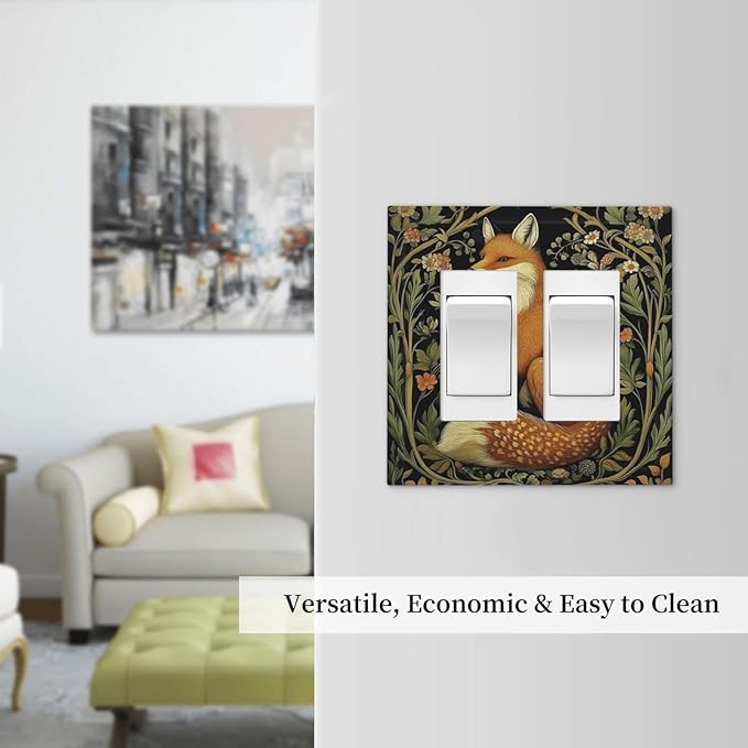 Fox Morris Plants Flowers Vine Colorful Floral Decorative Outlet Covers 2 Gang Double Gfci Rocker Electrical Wall Panels Light Switch Cover Plate For Bed Room Living Room Decor