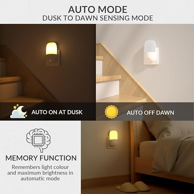 Klarlight 670nm Red LED Night Light for Sleep, Warm White Nightlight for Kid, Dusk to Dawn Sensor, Auto/On/Off Dimmable Night Lights Plug into Wall for Baby, Bedroom, Hallway, Bathroom, 0.5W(2 Pack)