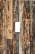 Decorative Light Switch Cover Rustic Brown Wood Pattern Splice Plank 1 Gang Single Toggle Device Electrical Faceplate Switchplates Decorator Outlet Wall Plate For Farmhouse Cabin Decor