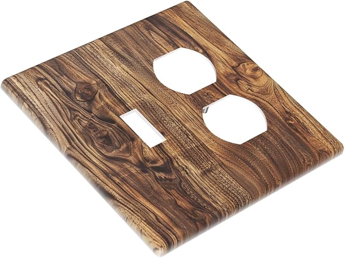Distressed Wood Brown Wood Texture Wallplates 1 Toggle 1 Duplex Switch Plate Electrical GFCI Faceplate Decorative Light Switch Covers for Farmhouse Home Decor