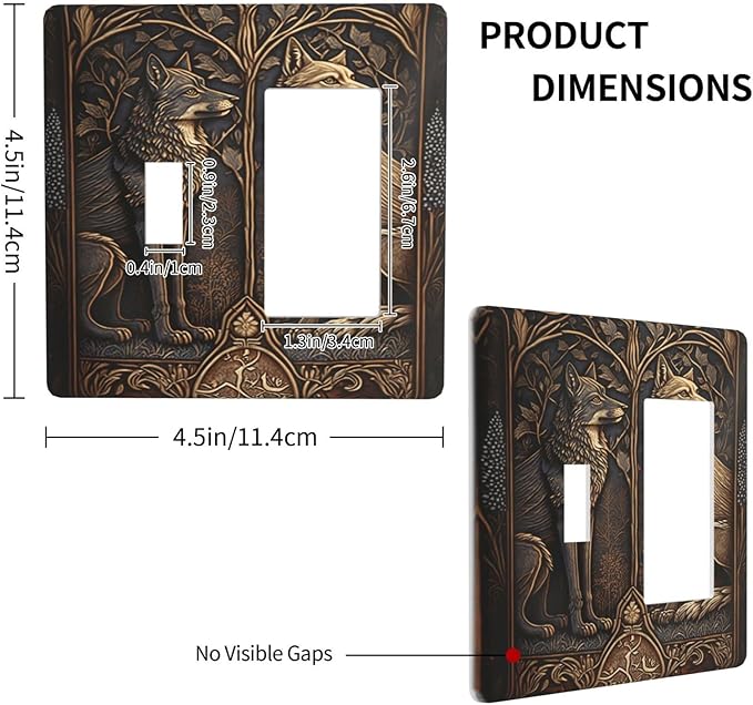 Medieval Wolves Animal Vintage Print Outlet Covers 1 Toggle 1 Rocker Combination Decorative Wall Plate Electrical Switch Plates Light Switch Cover Plate for Farmhouse Home Decor