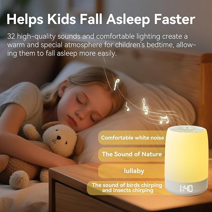 Teen Sound Machine White Noise Machine with 32 Soothing Sounds, Bluetooth Speaker Alarm Clocks for Bedrooms with Wake up Light, Night Light for Kids, Gifts for Teenage Girls Boys Women