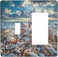 Outlet Covers Summer Sea Beach Starfish Seashell Sailboat 2 Gang Combo Light Switch Cover Plate Toggle Rocker Switch Plate Covers Decorative Switch Plates and Outlet Covers for Home Decor