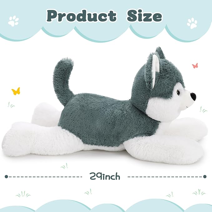 MorisMos Husky Stuffed Animal 28" Dog Stuffed Animal Husky Plush Stuffed Puppy Toy Dogs for Kids Stuffed Animals Plushie Dog Pillow Gift for Kids Boys Girls Birthday Christmas