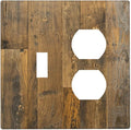 Brown Wood Vintage Rustic Old Board Wallplates 1 Toggle 1 Duplex Switch Plate Electrical GFCI Faceplate Decorative Light Switch Covers for Farmhouse Home Decor