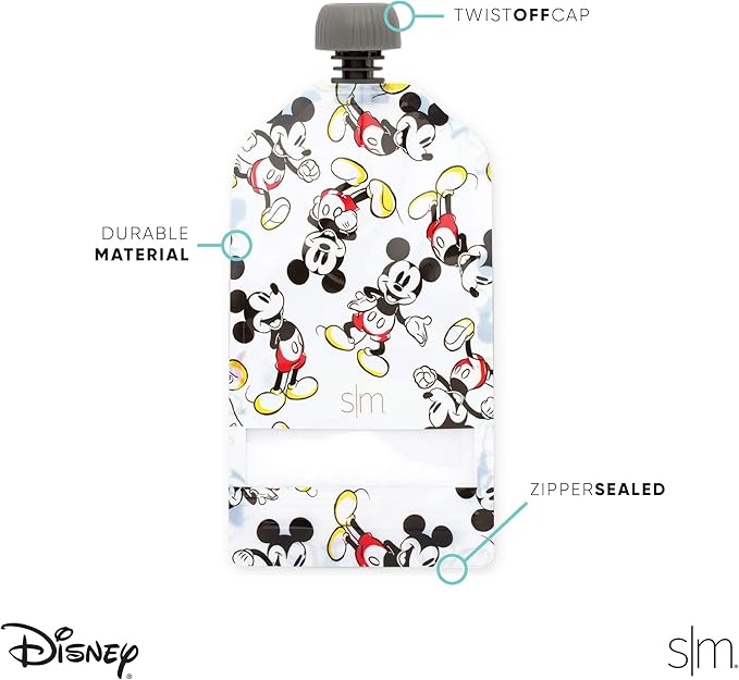 Simple Modern Disney Reusable Baby Food Pouches for Toddlers | BPA Free Plastic, Food Safe, Freezer Safe | Refillable for Applesauce Yogurt & Puree Squeeze Pouch | 10 pack | 5oz | Disney Princesses