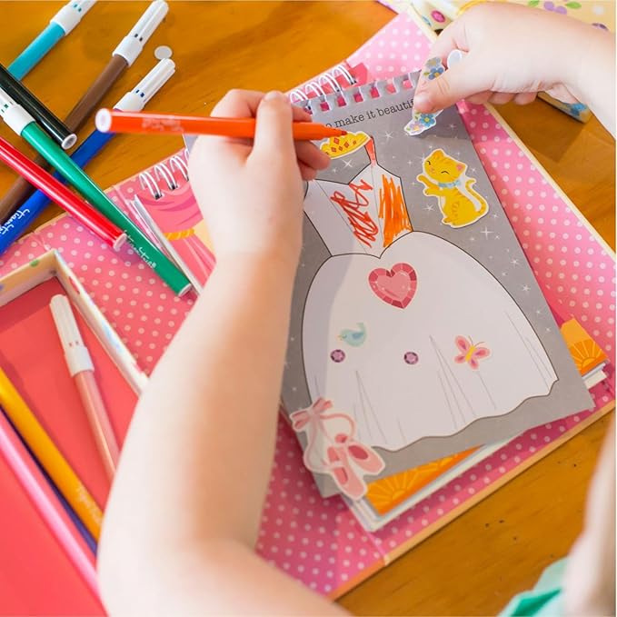 Schylling Tiger Tribe Ballet Coloring Set - Travel Take Along Art Kit - All Supplies Included - Easy Storage - Ages 3+ - 14014, Small
