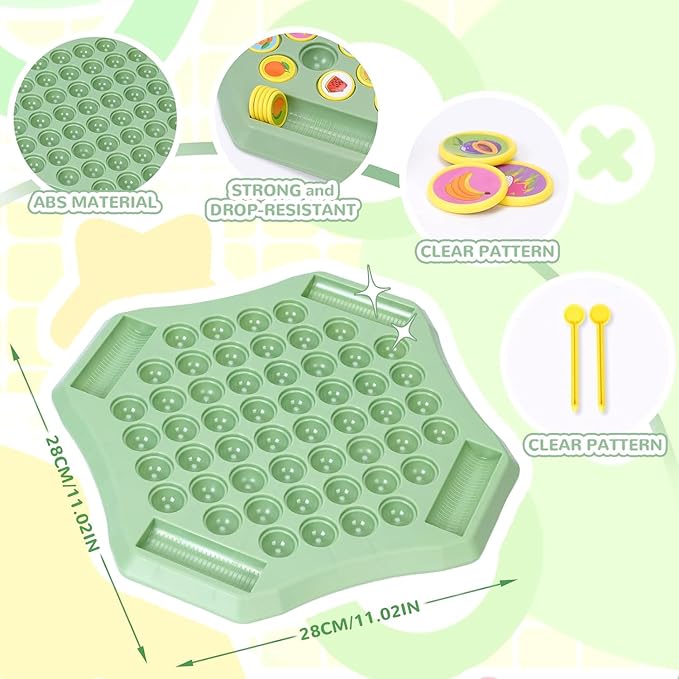 54PCS Flip Chess Memory Game, 2025 Fruit Flip Chess Board Game, Memory Checkerboard Over Card Board, Double Cartoon Pattern Matching Memories Game for Kids & Adults