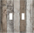 Natural Grey Wood Vintage Faux Wood Grain Decorative Switch Plates 2 Gang Double Toggle Outlet Light Switch Cover Wall Plate Electrical Faceplate for Farmhouse Home Decor