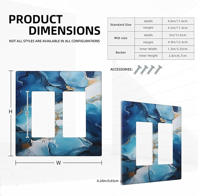 Decorative Outlet Covers Artistic Abstract Blue Marble Gold Line Painted 2 Gang Wall Plate Double Rocker Switch Light Switch Plate Covers Jumbo Dual Electrical GFCI Switch Cover Plate