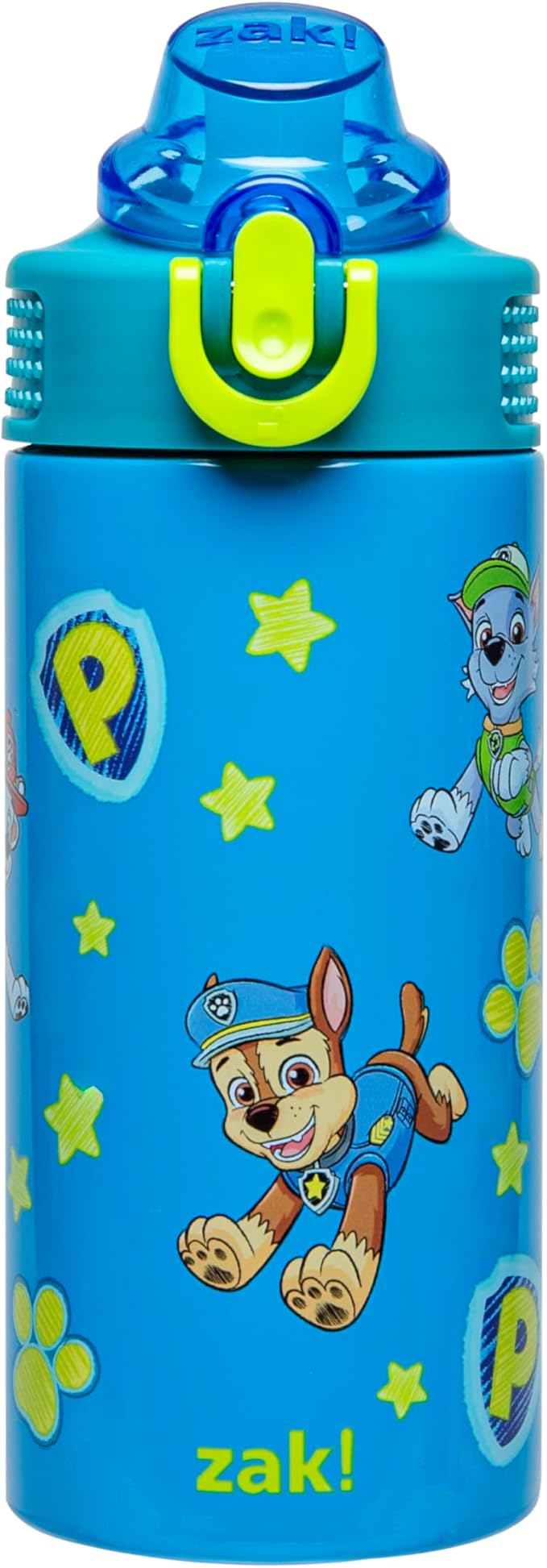 Zak Designs PAW Patrol Sage Kids Water Bottle For School or Travel, 14oz Stainless Steel Water Bottle With Straw, Handle, and Leak-Proof Spout Cover (Chase, Marshall, Skye, Rubble, Rocky, Zuma) | Sage, Kids, For School or Travel, Handle