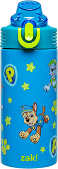 Zak Designs PAW Patrol Sage Kids Water Bottle For School or Travel, 14oz Stainless Steel Water Bottle With Straw, Handle, and Leak-Proof Spout Cover (Chase, Marshall, Skye, Rubble, Rocky, Zuma) | Sage, Kids, For School or Travel, Handle