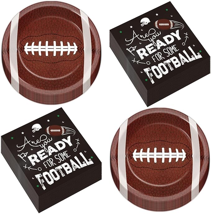 50Pcs Football Party Paper Plates and Napkins Football Dessert Plates Football Theme Party Decorations Super Football Tableware Set Serves 25 Guest Game Day Tailgate Sports Birthday Party Supplies