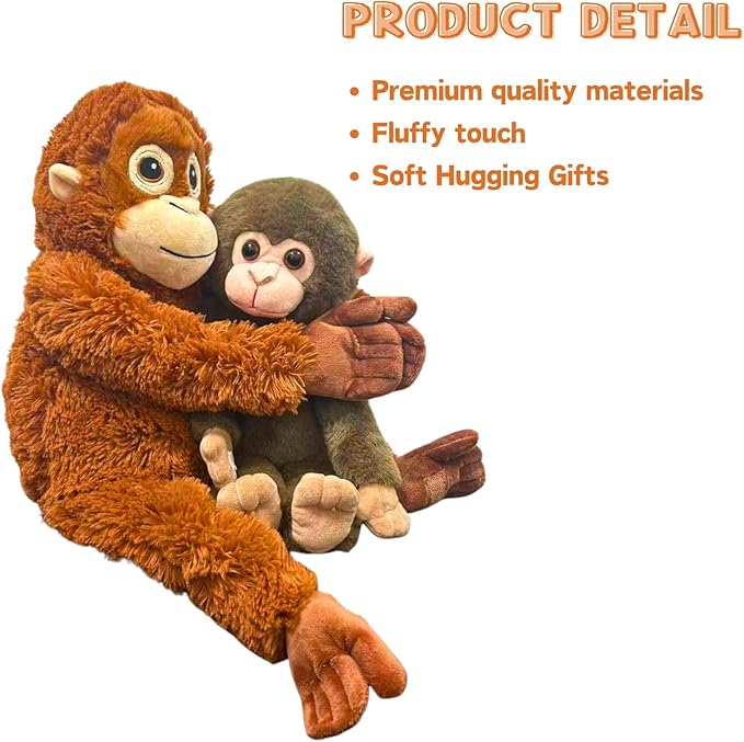 Punch Monkey Plush Toys, Punch Baby Monkey Stuffed Animals, Cuddly Huggable Orangutan Plushies Doll, Gift for Kids and Adults