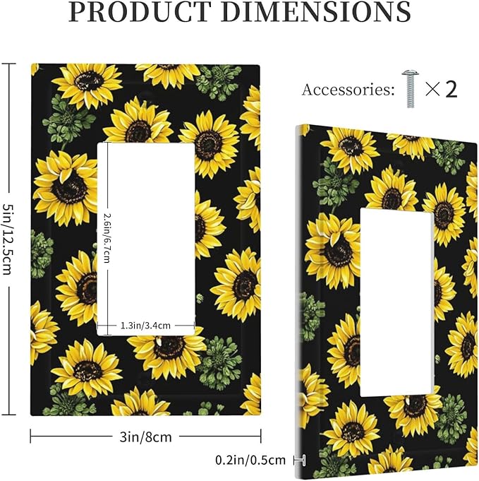 Decorative Outlet Covers Floral Sunflower Plants Flowers 1 Gang Single Rocker Light Switch Cover Plate Wall Plates Gfci Faceplate For Bed Room Farmhouse Decor