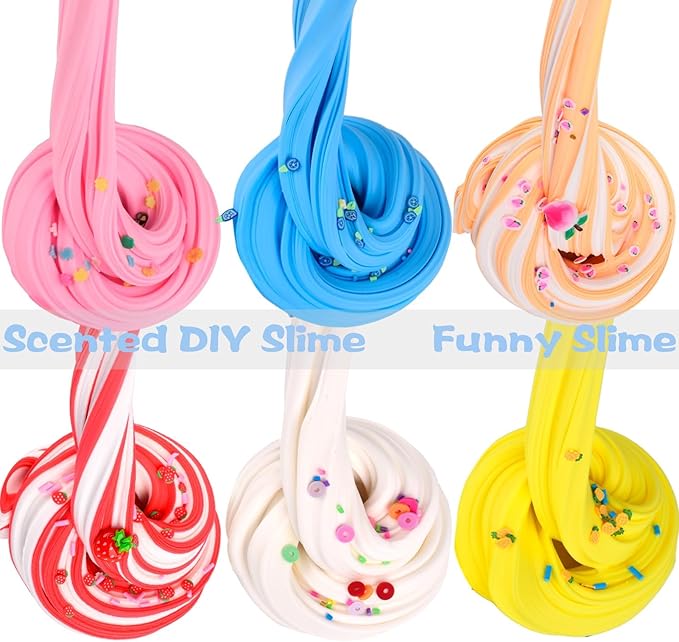 WUJYLY Butter Slime Kit 11 Pack, Scent, Stretchy, and Non-Sticky, with Peach Strawberry, Grape Slime Charms, Stress Relief, Educational Slime, Birthday Gifts Prize Party Favors for Girl Boys Kids 6-12