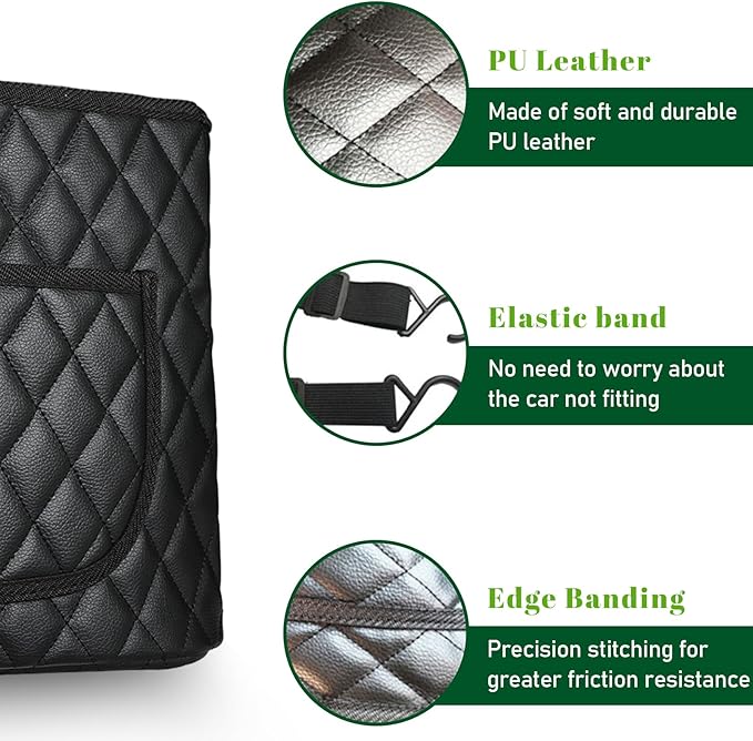 Dickno Car Purse Holder Between Seats, Leather Auto Front Seat Handbag Organizer Pocket, Universal Large Capacity Seat Bag Box Storage, Vehicle Interior Backseat Barrier for Kids Pet
