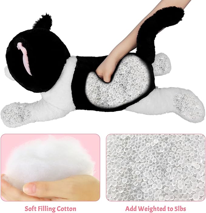 Wepop 5lbs Weighted Stuffed Animals, 24in Big Cat Plush Weighted Stuffed Animal, Cuddle Plushie Pillows Gifts for Kids, Adults, Boys and Girls