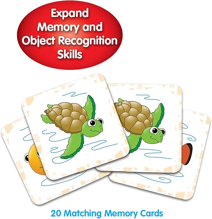 The Learning Journey My First Memory Game - Ocean Memory - 20 Card Matching Memory Game - Educational Toddler Gifts for Boys & Girls Ages 2 and Up, Multicolor