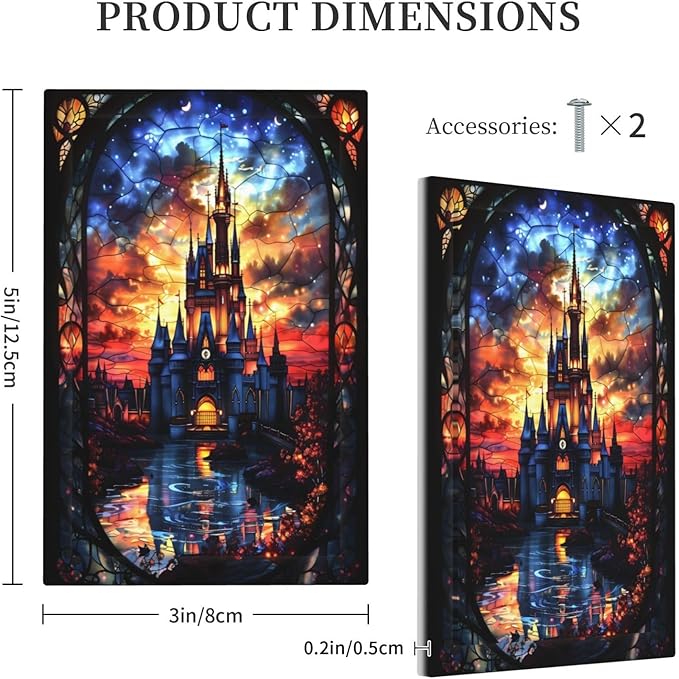 Medieval Fantasy Castle Magic Academy Light Switch Cover Plate 1 Gang No Device Blank Electrical Wall Plates Faceplate Decorative Switch Plate Covers for Kids Room Bedroom Decor