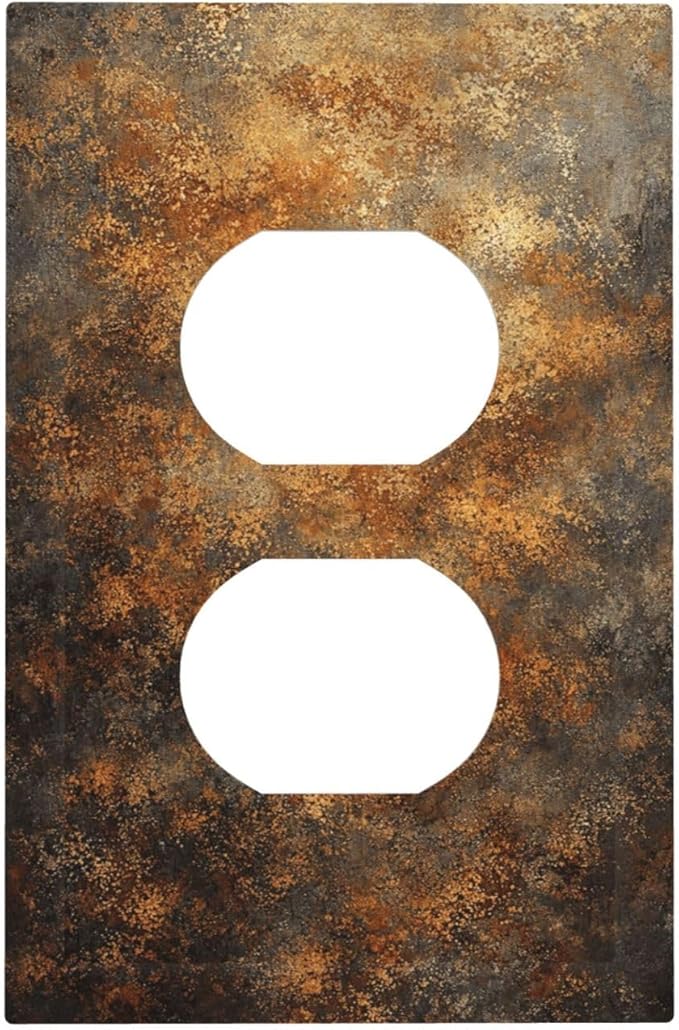 Decorative Outlet Covers Vintage Rust Pattern in Brown gold 1 Gang Duplex Light Switch Cover Plate Unique Wall Plates for Electrical Outlets Switch Plate Covers for Bedroom Home Decor