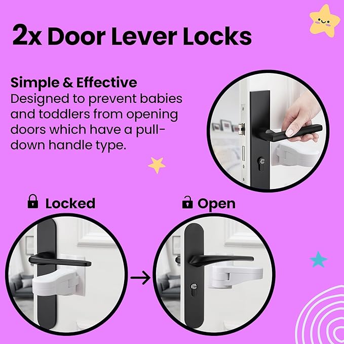 Booboo (42 Pack) Child Safety Baby Proofing Kit | x10 Cabinet Drawer Locks, x10 Corner Guards, x20 Outlet Covers, x2 Door Lever Lock | Baby Proof Your Home & Kitchen with No Trapped Fingers